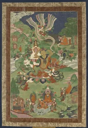 Thangka avec des scènes de la vie du Bouddha, seconde moitié du 19ème siècle