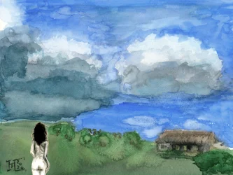Une femme contemple un vaste paysage
