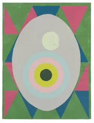 Egg is the Answer, 2023 (latex, collage et émail sur toile)