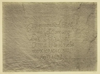 Historic Spanish Record of the Conquest, South Side of Inscription Rock, N.M. Geographical  Geological Explorations  Surveys West of the 100th Meridian. Expédition de 1873. -Lieutenant Geo. M. Wheeler, Corps du Génie, commandant.
