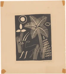 Cerf avec palmier