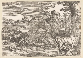Paysage avec une laitière