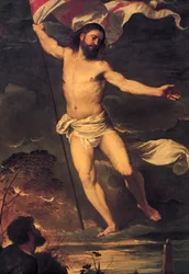 Résurrection du Christ, détail du panneau central du Retable Averoldi, par Tiziano Vecellio, Collégiale des Saints Nazaire et Celse, Brescia