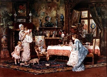 Mère et enfant dans un intérieur élégant