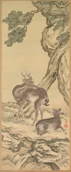 Symboles de longévité : Cerf sous pêche et pin à gauche, 1801