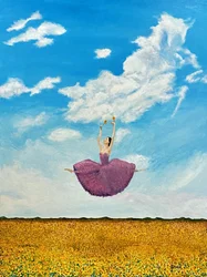 Ballerine dans un champ de tournesols