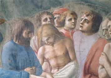 Saint Pierre baptisant les néophytes, détail des visages dans la foule (détail)