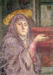 La Sainte Trinité, détail de la tête de la Vierge Marie (détail)