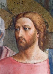 Le Tribut : Tête du Christ, détail, c.1427