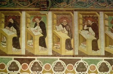 Quatre moines dominicains à leurs bureaux, du cycle des "Quarante membres illustres de l