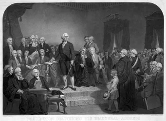 Washington prononçant son discours inaugural en avril 1789