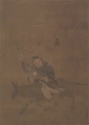 Daoïste chevauchant un animal cornu