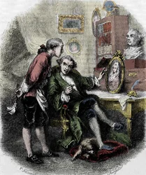 Illustration de "Voyage autour de ma chambre" (1794) par Xavier de Maistre. Illustration de Tony Johannot