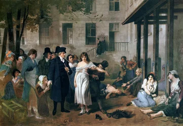 Philippe Pinel (1745-1826) libérant les aliénés de leurs chaînes à l