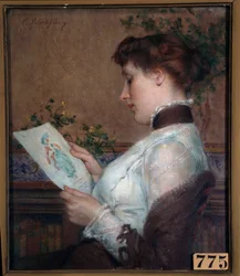 Une femme admirant un dessin