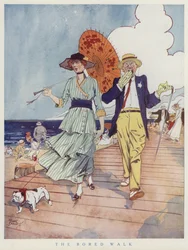 Couple sur la promenade, ennuyé de la compagnie de l