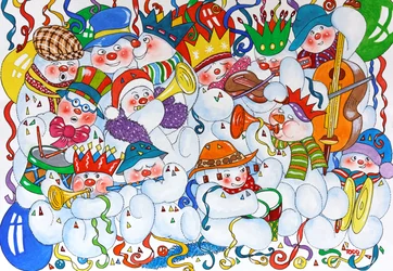 Groupe de bonhommes de neige