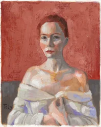 Portrait expressif en rouge