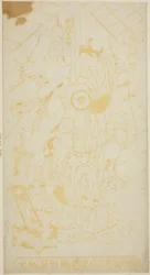 Les acteurs Tamazawa Saijiro I en page Umezaburo et Segawa Kikunojo I en Oroku dans la pièce "Sazareishi Suehiro Genji," jouée au théâtre Nakamura en janvier 1744
