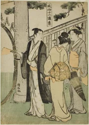 Visite à un sanctuaire, de la série "Douze scènes de coutumes populaires (Fuzoku juni tsui)"
