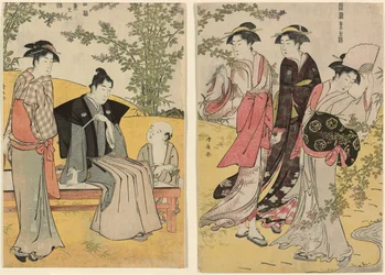 Sortie à Hagidera, de la série "Une brocade de manières orientales (Fuzoku Azuma no nishiki)"