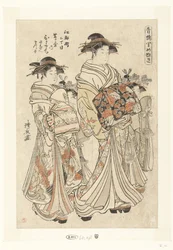 Courtisane Hitomachi de la maison Tsutaya avec ses kamuro Sanae et Matsuyo, Belangrijke personen uit de lusthuizen (série)