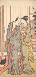 Ichikawa Yaozo III avec une dame, vers 1785