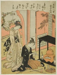 Pluie nocturne sur le stand de thé, de la série "Huit scènes du salon"