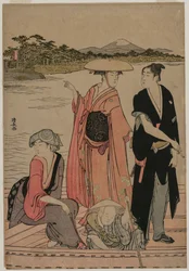 Passagers dans un ferry sur la rivière Sumida