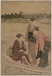 Passagers dans un ferry sur la rivière Sumida, 1784