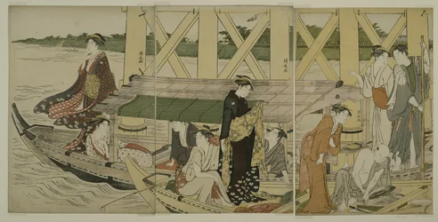 Bateaux de plaisance sous le pont Azuma, c.1784