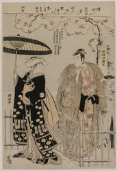 Sawamura Sojuro III et Arashi Murajiro en tant que Kusunoki Masatsura et Koto no Naishi, 1786