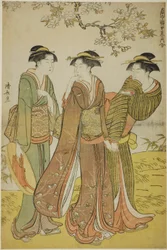 Sortie de printemps, de la série "Une collection de beautés contemporaines des quartiers de plaisir (Tosei yuri bijin awase)"