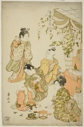 Le festival des poupées, tiré de la série "Jeux des enfants précieux des cinq festivals (Kodakara gosetsu asobi)"