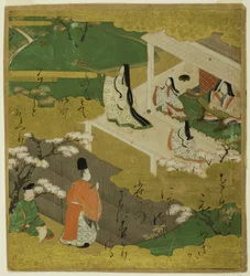 Illustration du conte du Genji, chapitre 5 Waka-Murasaki