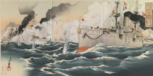 Grande victoire : Notre flotte a coulé deux navires russes, le Varyag et le Korietz, le 9 février