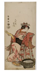 Acteur de Kabuki Nakamura dans un rôle féminin (onnagata), vers 1794-1795