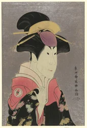 Segawa Tomisabur, un acteur, portrait en buste, de profil droit, dans le rôle de Yadorigi, l