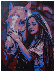 Une femme et un cheval s