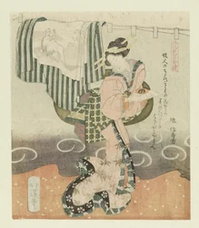 Femme avec une tasse de saké