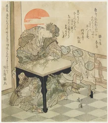 Princesse Chinoise à une Table de Broderie