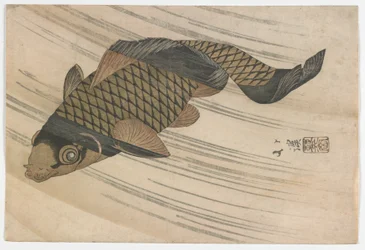 Carpes remontant le courant, période Edo, milieu des années 1820