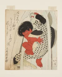 Kintoki combattant avec une carpe
