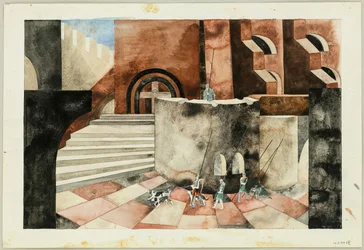Décor de scène pour la tragédie Die Nibelungen de Friedrich Hebbel, vers 1934
