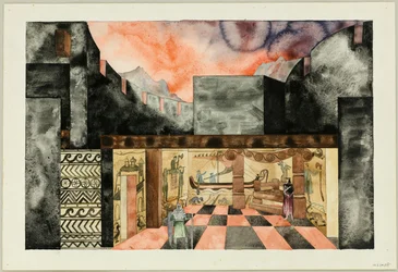 Décor de scène pour la tragédie Die Nibelungen de Friedrich Hebbel