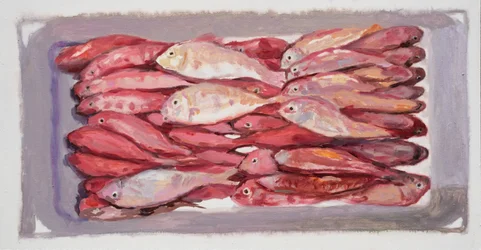 Caisse à poisson 4 (Billingsgate, Londres), 2016 (huile sur carton)