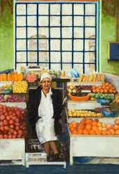 Marché (Quito, Équateur), 2015 (huile sur carton)