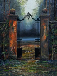Portes du château, France, 2024 (huile sur carton)