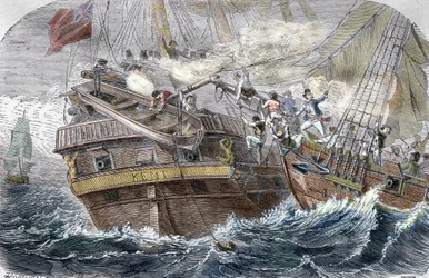 Capture du Kent par le corsaire français Robert Surcouf (1773-1827) sur le navire La Confidence le 7/10/1800 dans le Golfe du Bengale