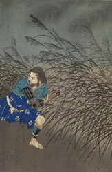 Fujiwara no Yasumasa jouant de la flûte au clair de lune